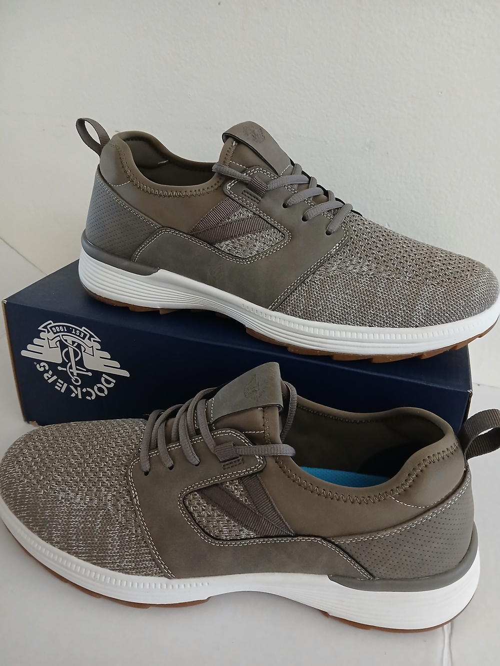 Dockers Size 13 M Men's Grey Knit Lace-Up Casual Sneakers New $40